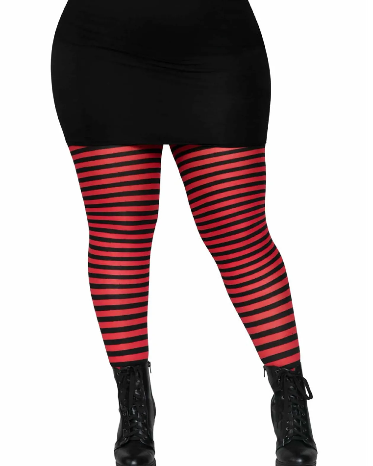 Leg Avenue Black And Red Striped Plus Size Tights Cheap