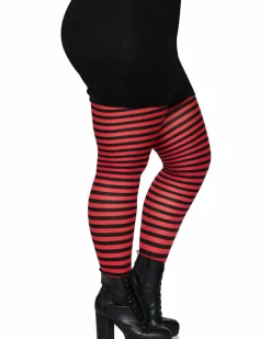 Leg Avenue Black And Red Striped Plus Size Tights Cheap