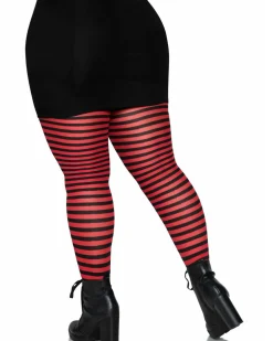 Leg Avenue Black And Red Striped Plus Size Tights Cheap
