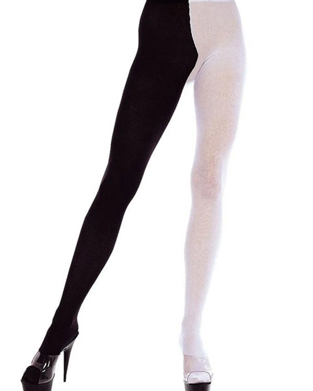 Music Legs Black And White Two Tone Opaque Tights Hot