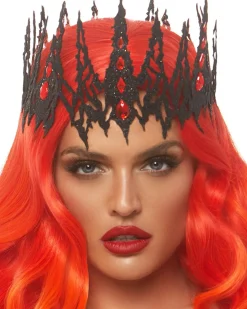 Leg Avenue Black Die Cut Jewelled Glitter Crown Cheap