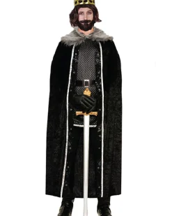 Tomfoolery Black Faux Fur Trim Cape Cheap