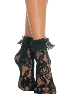 Leg Avenue Black Lace Ankle Socks With Black Ruffle Best