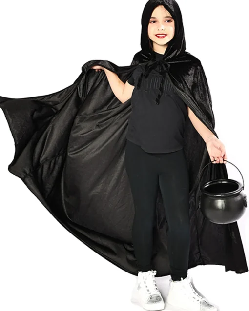 * Black Panne Velvet Deluxe Kids Cape Fashion