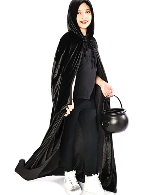 * Black Panne Velvet Deluxe Kids Cape Fashion