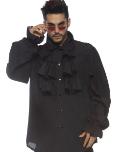 Leg Avenue Black Ruffle Front Shirt New