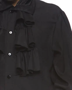 Leg Avenue Black Ruffle Front Shirt New