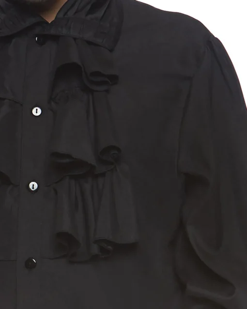 Leg Avenue Black Ruffle Front Shirt New