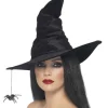 Smiffys Black Witch Hat With Spider New