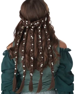 California Costumes Brunette Halo Braid With Flowers New