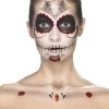 Smiffys Day Of The Dead Face Tattoo Transfers Kit Black And Red Cheap