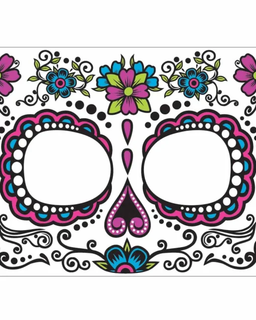 Forum Novelties Day Of The Dead Pink Tattoo Face Hot
