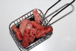 ForensicFX Studios Deep Fried Severed Fingers In Metal Fryer Basket Prop Store