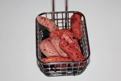 ForensicFX Studios Deep Fried Severed Fingers In Metal Fryer Basket Prop Store