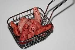 ForensicFX Studios Deep Fried Severed Fingers In Metal Fryer Basket Prop Store