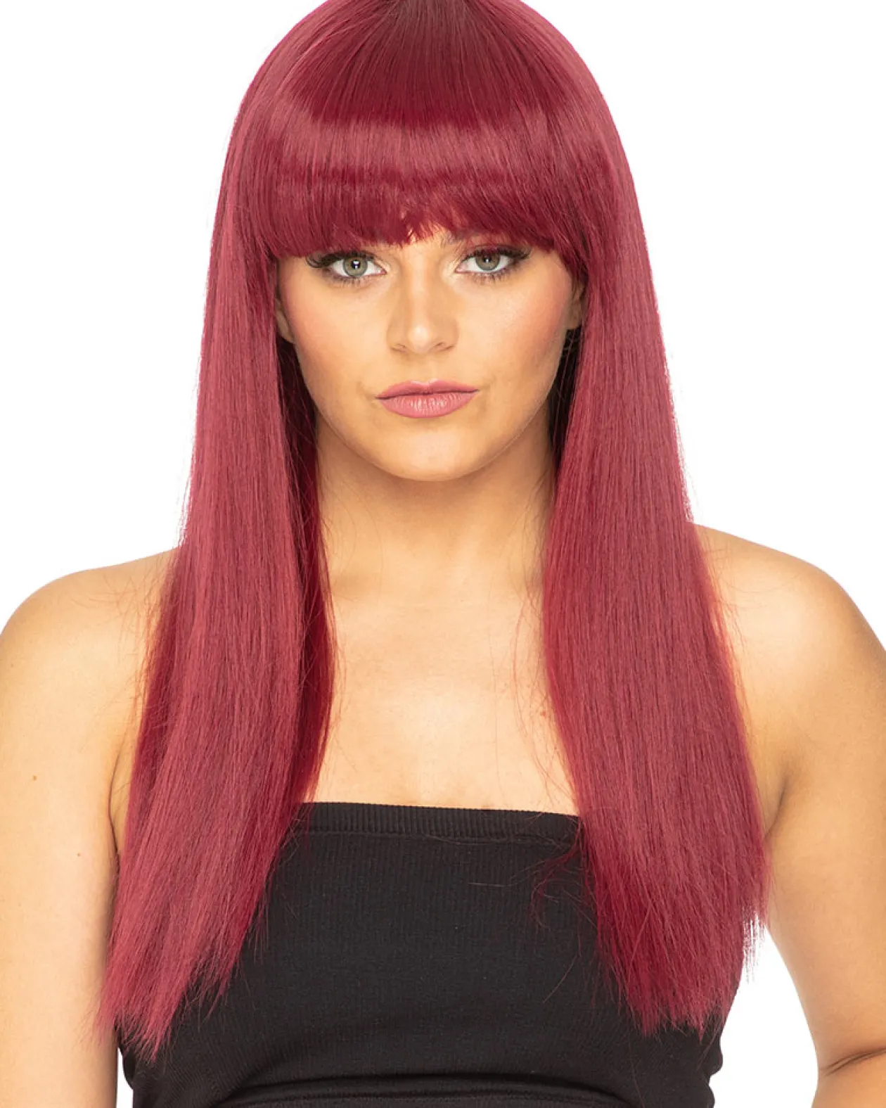 * Fashion Deluxe Bordeaux Red Long Wig Shop