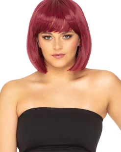 * Fashion Deluxe Bordeaux Red Bob Wig Online