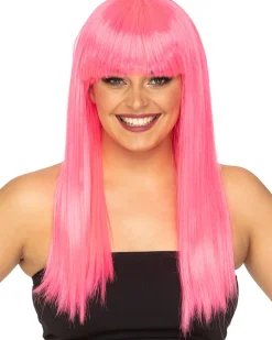 * Fashion Deluxe Neon Pink Long Wig Fashion