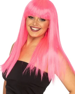 * Fashion Deluxe Neon Pink Long Wig Fashion