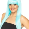 * Fashion Deluxe Soft Teal Long Wig Fashion