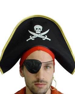 Tomfoolery Felt Pirate Hat With Gold Trim New