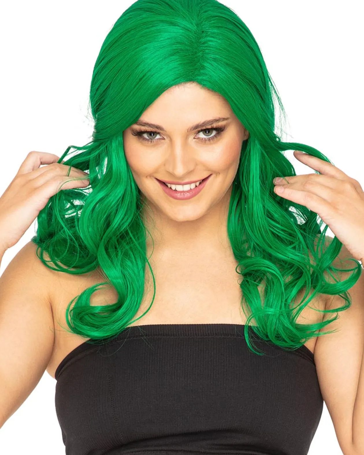 * Glamour Deluxe Emerald Green Long Wavy Wig Shop