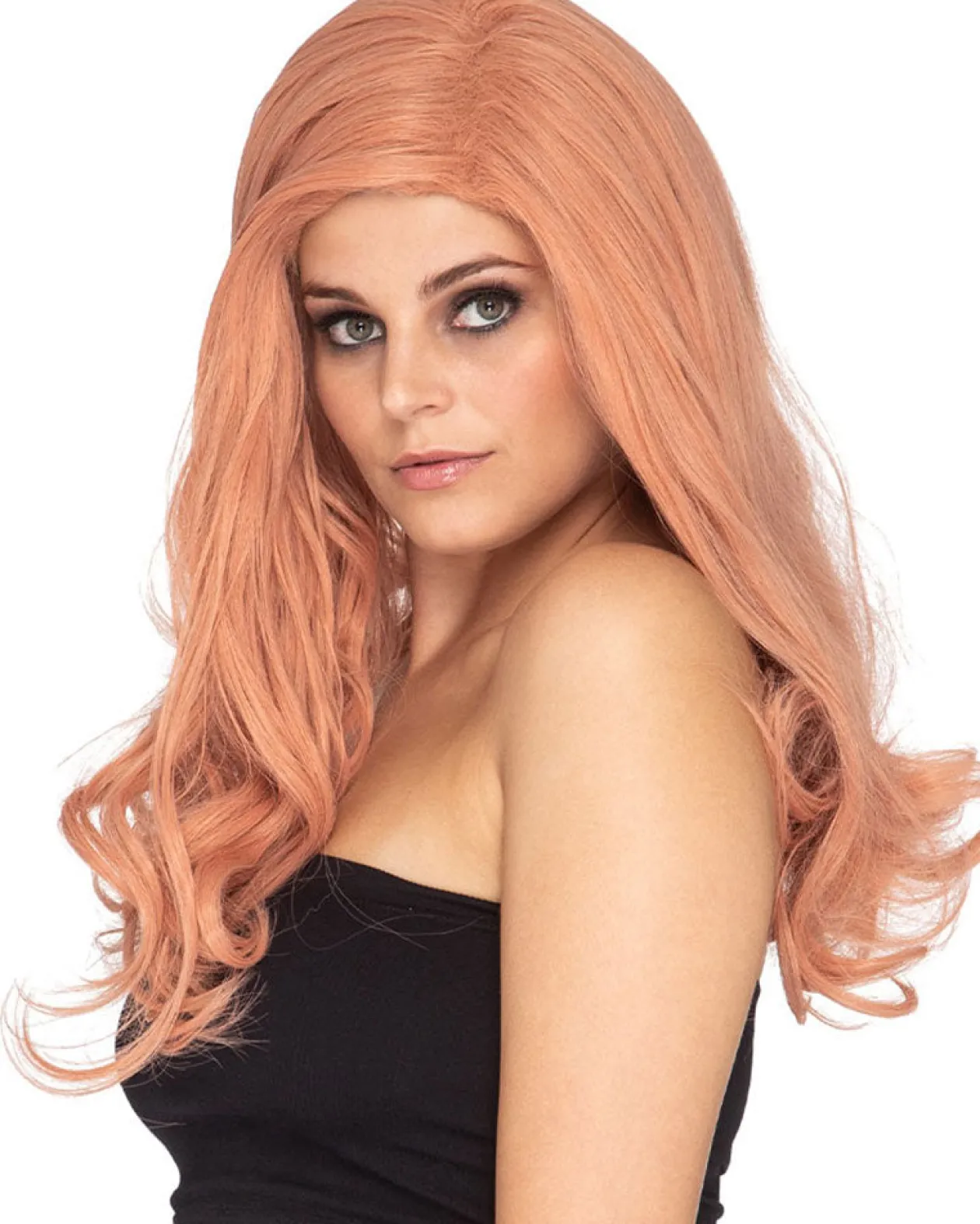 * Glamour Deluxe Peaches And Cream Pink Long Wavy Wig Fashion