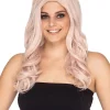 * Glamour Deluxe Platinum Pink Long Wavy Wig Best Sale
