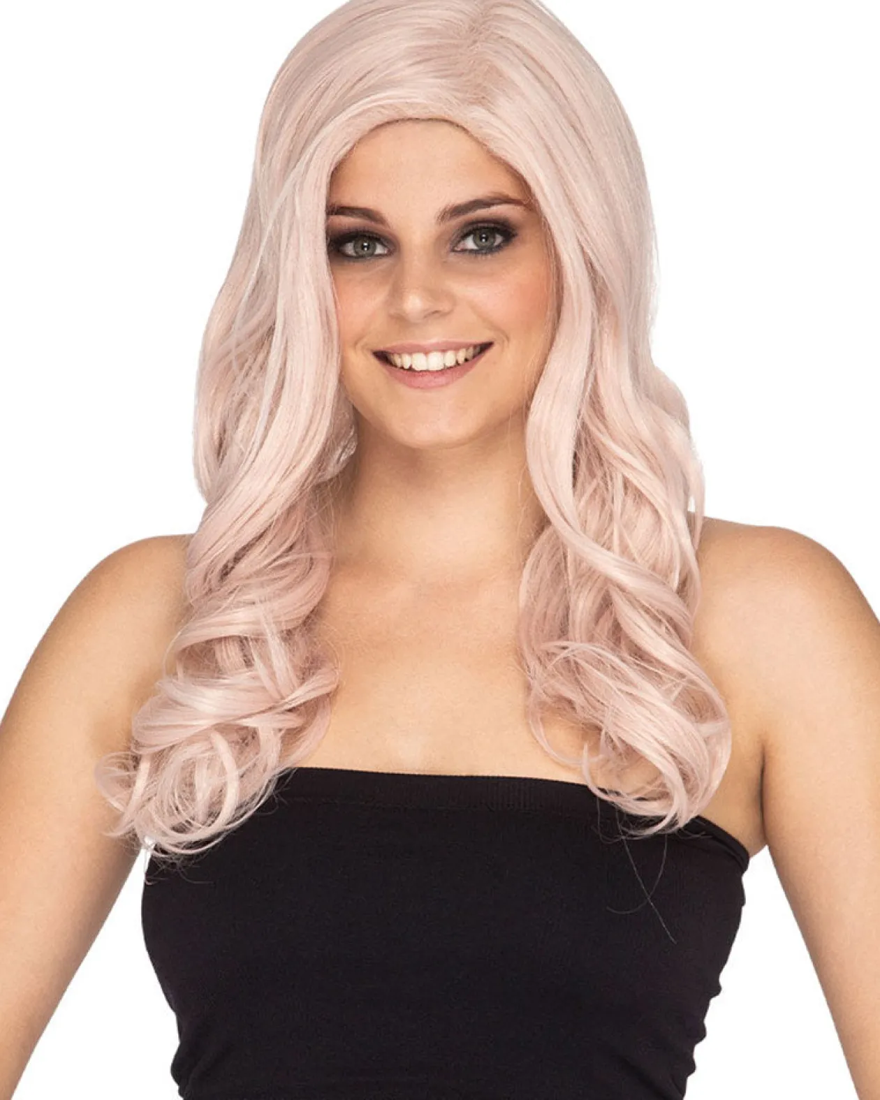 * Glamour Deluxe Platinum Pink Long Wavy Wig Best Sale