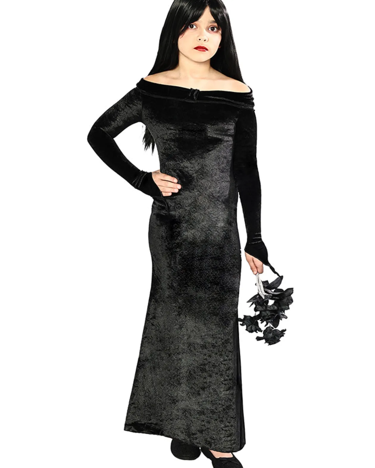 * Haunted Hostess Deluxe Black Velour Girls Dress Hot