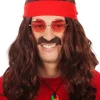 Allaura Wigs and Hair Hippie With Red Headband Brown Wig Fashion