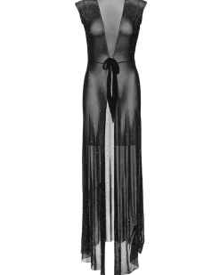 Leg Avenue Iridescent Black Rhinestone Sheer Robe New
