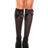 Music Legs Knee High Socks With Black Satin Bow Discount