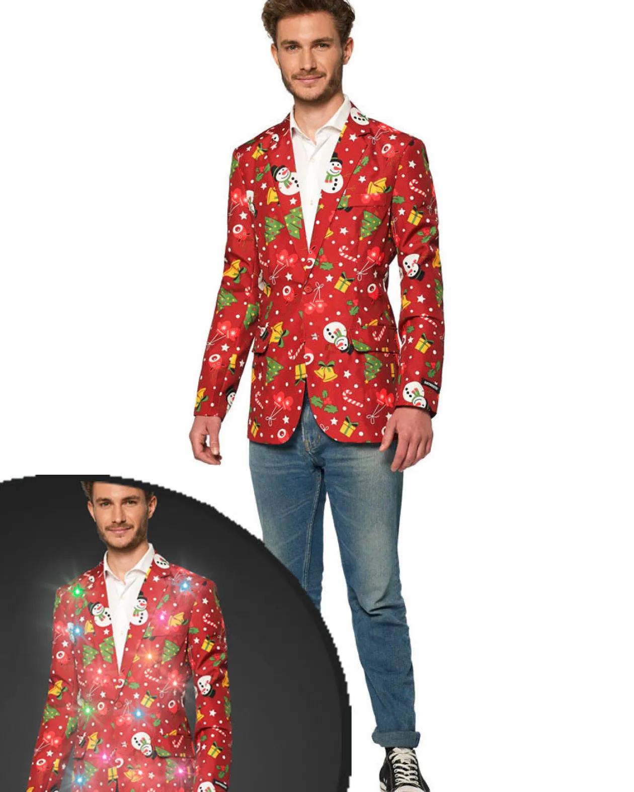 Opposuits Light Up Red Christmas Icons Mens Suitmeister Jacket Cheap