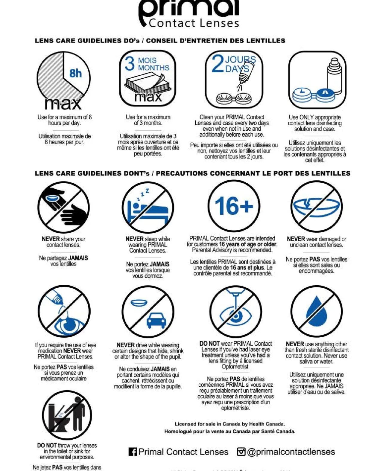 Tomfoolery Primal 14Mm White And Black Contact Lenses New