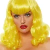 Leg Avenue Retro Bangs Short Curly Yellow Wig Store
