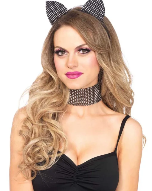 Leg Avenue Rhinestone Cat Ears And Choker Set Discount