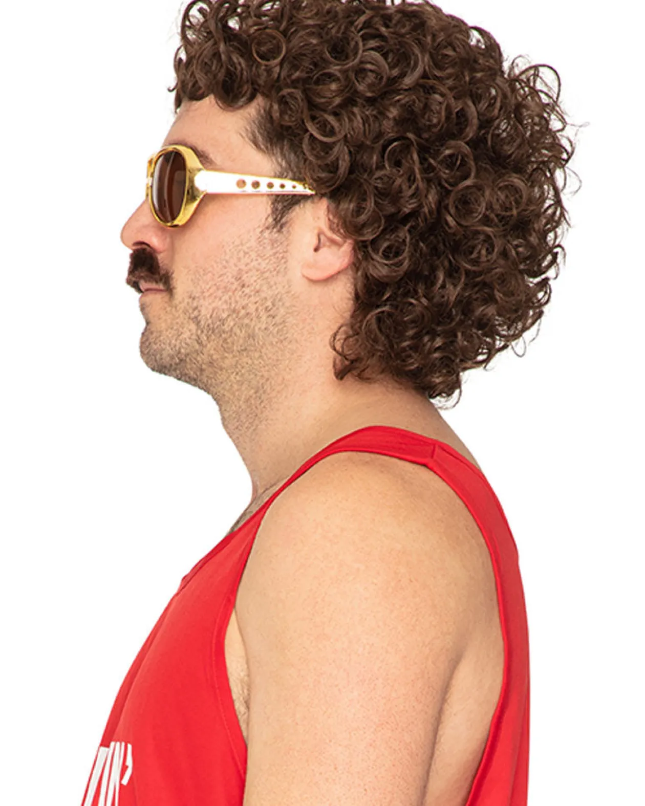 * 70S Stud Deluxe Perm Wig And Moustache Shop