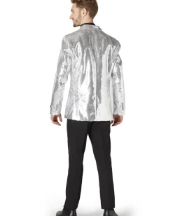Opposuits Sequins Silver Mens Suitmeister Jacket Discount