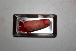 ForensicFX Studios Severed Finger Prop On Medical Metal Tray Shop