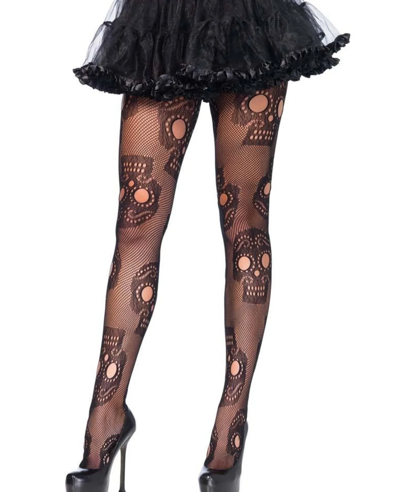 Leg Avenue Sugar Skull Plus Size Net Pantyhose Flash Sale