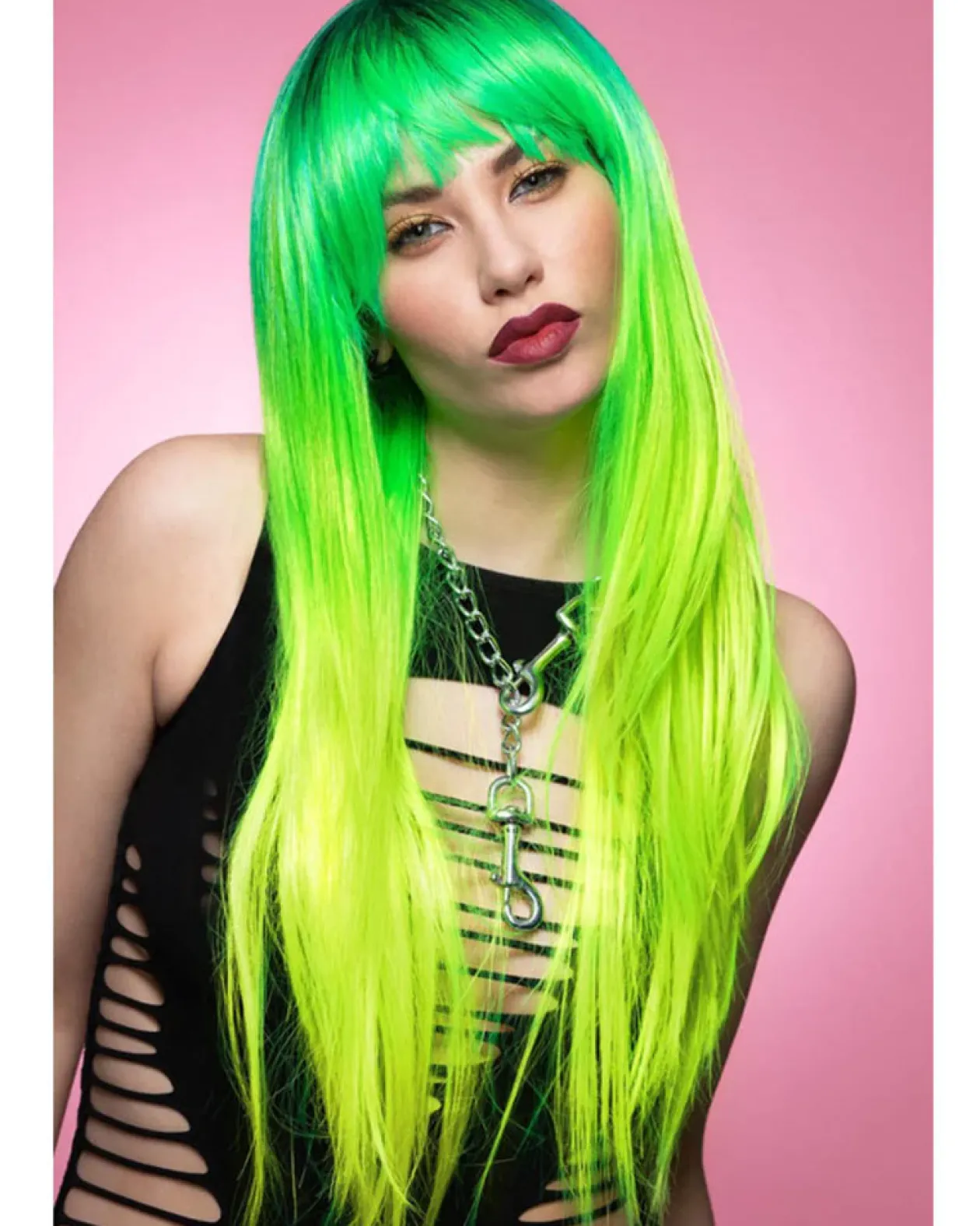 Smiffys Sunshine Super Lizard Downtown Diva Green Wig Flash Sale