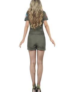 Smiffys Top Gun Aviator Playsuit Womens Costume Store
