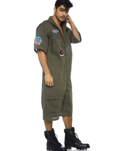 Leg Avenue Top Gun Board Short Flight Suit Mens Costume Discount