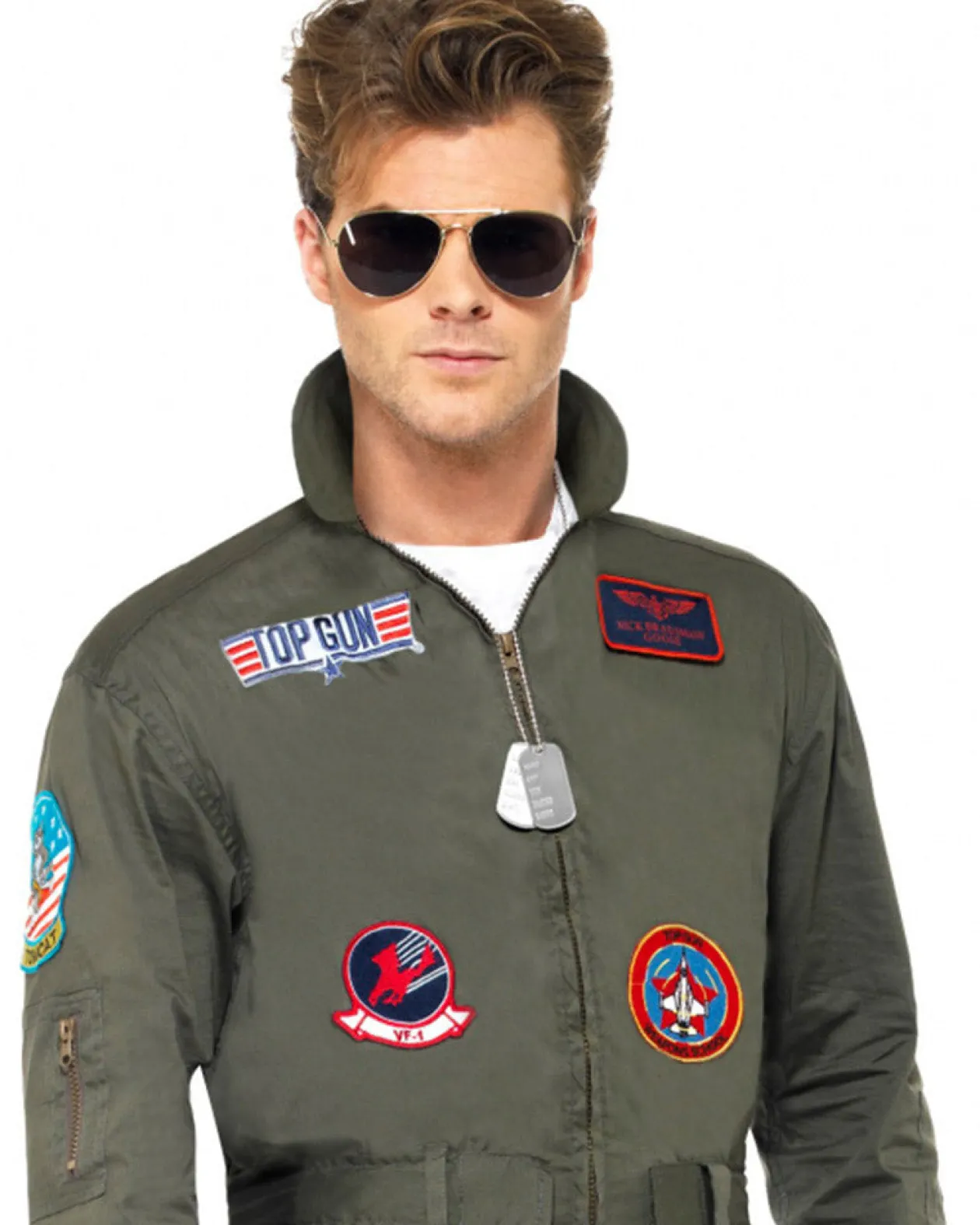 Smiffys Top Gun Jumpsuit Deluxe Mens Costume Best Sale