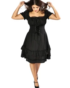 * Vintage Victorian Black Corset Womens Plus Size Dress Outlet