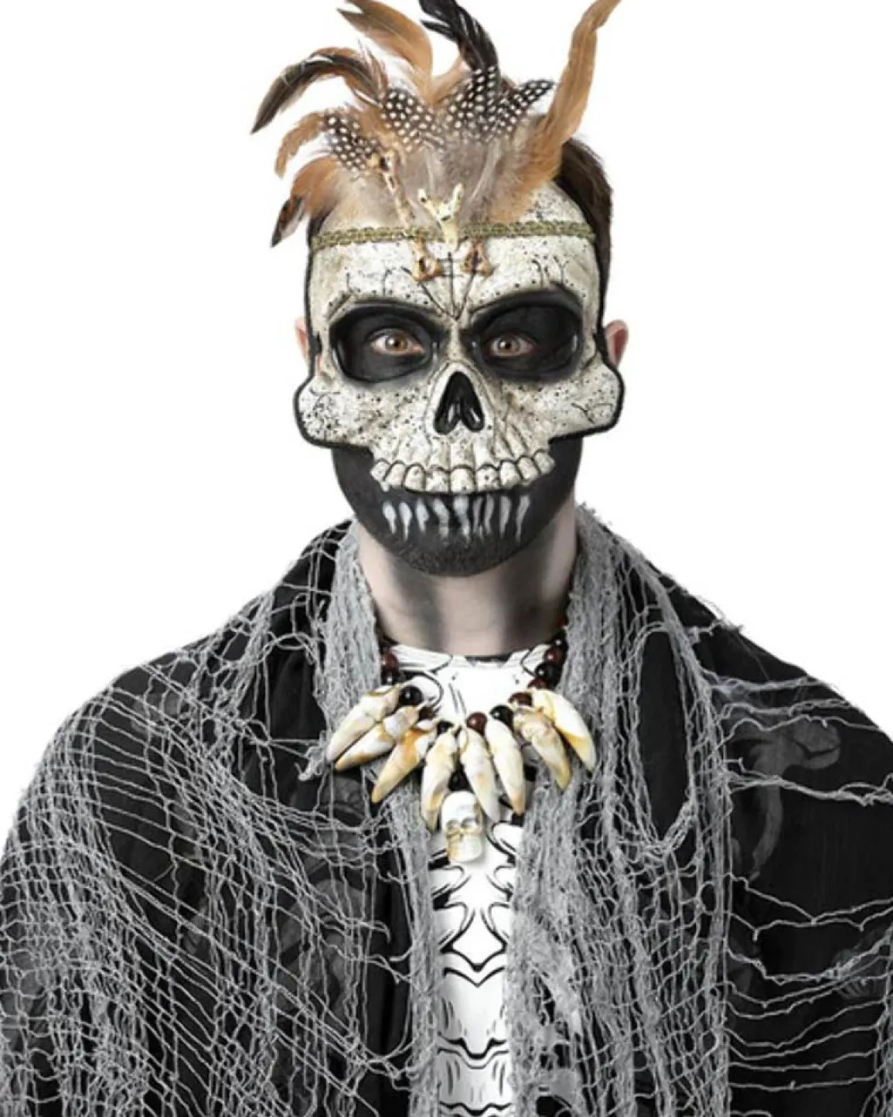 Smiffys Voodoo Priest Skull Eye Mask New