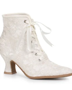 Ellie Shoes White Elizabeth Victorian Womens Boots New