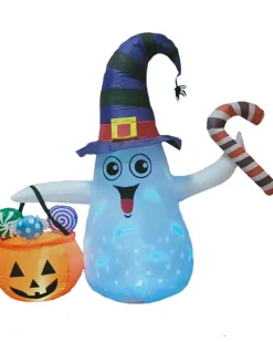 Channal Inflatables White Ghost With Pumpkin Candy Lawn Inflatable 1.2M Hot
