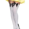 Leg Avenue White Opaque Thigh High Stockings With Black Satin Bows Sale